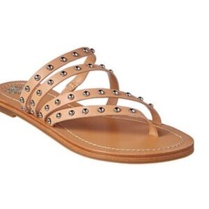 Tory Burch Patos Studded Strappy Sandals Tan Leather Size 8.5